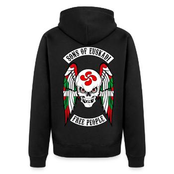 sons of euskadi - Unisex Premium Organic Zip Hoodie - black - Back - Nico (187cm)