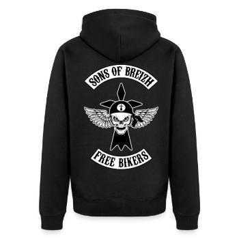 breizh bikers 02 - Veste à capuche bio Premium Unisexe - noir - Dos - Nico (187cm)