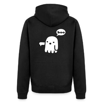 boo Geist lustig - Unisex Premium Bio Zip Hoodie - Schwarz - Hinten - Nico (187cm)