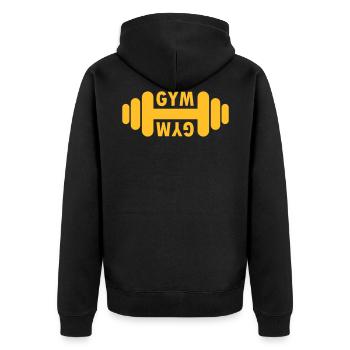 Gym Weight Kraft Training Motivation - Unisex Premium Bio Zip Hoodie - Schwarz - Hinten - Nico (187cm)