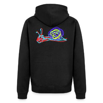 Schnecke Nacktschnecke - Unisex Premium Bio Zip Hoodie - Schwarz - Hinten - Nico (187cm)