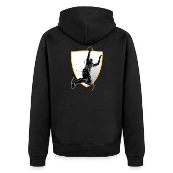 Basketball Korb Basketballer Geschenk - Unisex Premium Bio Zip Hoodie - Schwarz - Hinten - Nico (187cm)