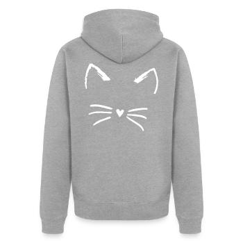 Chat de dessin animé - Veste à capuche bio Premium Unisexe - gris chiné - Dos - Nico (187cm)