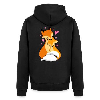 foxes in love - Unisex Premium Organic Zip Hoodie - black - Back - Nico (187cm)