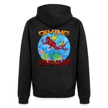 Taucher Tauchen - Unisex Premium Bio Zip Hoodie - Schwarz - Hinten - Nico (187cm)