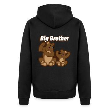 Bärenbrüder - big Brother - Unisex Premium Bio Zip Hoodie - Schwarz - Hinten - Nico (187cm)