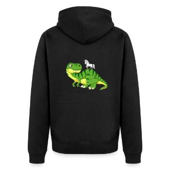 Dino Einhorn Einhörner Fabel Kinder Geschenk Shirt - Unisex Premium Bio Zip Hoodie - Schwarz - Hinten - Nico (187cm)