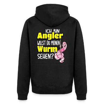 Angler - I am angler you want my worm - Unisex Premium Organic Zip Hoodie - black - Back - Nico (187cm)