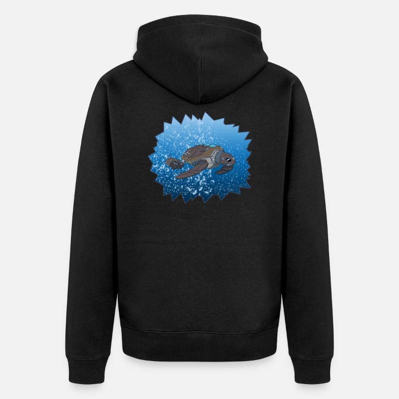 Robo Turtle Fantasy Roboter - Unisex Premium Bio Zip Hoodie - Schwarz