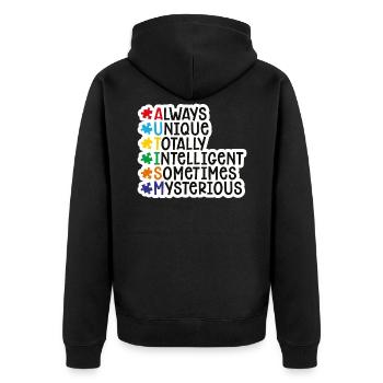 autisme - Veste à capuche bio Premium Unisexe - noir - Dos - Nico (187cm)