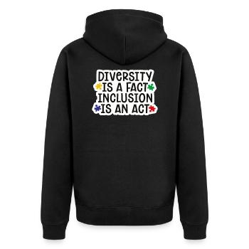 Autism diversity inclusion gift - Unisex Premium Organic Zip Hoodie - black - Back - Nico (187cm)