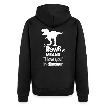 RaWR Means - I love you in dinosaurs - Unisex Premium Organic Zip Hoodie - black - Back - Nico (187cm)