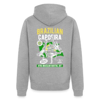 Brazilian Capoeira Afro Art - Unisex Premium Bio Zip Hoodie - Grau meliert - Hinten - Nico (187cm)