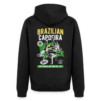 Brazilian Capoeira Afro Art - Unisex Premium Bio Zip Hoodie - Schwarz - Hinten - Nico (187cm)