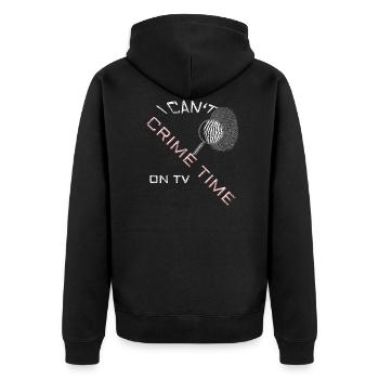 crime time distressed - Unisex Premium Organic Zip Hoodie - black - Back - Nico (187cm)