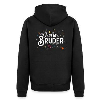 Großer Bruder - Unisex Premium Bio Zip Hoodie - Schwarz - Hinten - Nico (187cm)