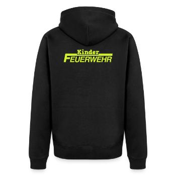 Kinder Feuerwehr Jugendwart Kinderfeuerwehr - Unisex Premium Bio Zip Hoodie - Schwarz - Hinten - Nico (187cm)
