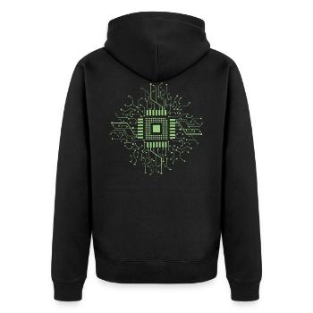 Microcontroller electronics - Unisex Premium Organic Zip Hoodie - black - Back - Nico (187cm)