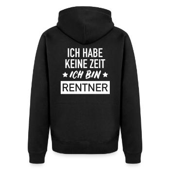 Rentner - Unisex Premium Bio Zip Hoodie - Schwarz - Hinten - Nico (187cm)