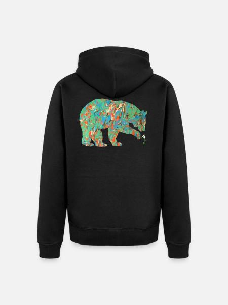 bear with snowdrop e 4 - Unisex Premium Organic Zip Hoodie - black