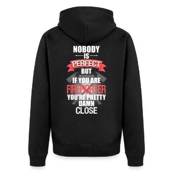 firefighter - Unisex Premium Organic Zip Hoodie - black - Back - Nico (187cm)
