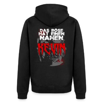 Das böse heisst Kevin - Unisex Premium Bio Zip Hoodie - Schwarz - Hinten - Nico (187cm)