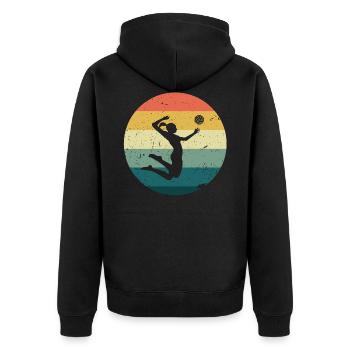 Beach volleyball retro - Unisex Premium Organic Zip Hoodie - black - Back - Nico (187cm)