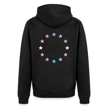 Drapeau europe drapeau arc-en-ciel transgenre - Veste à capuche bio Premium Unisexe - noir - Dos - Nico (187cm)