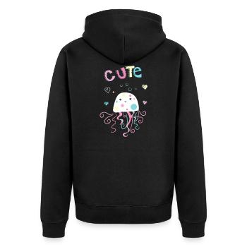 Cadeau mignon de fille de méduse de méduse - Veste à capuche bio Premium Unisexe - noir - Dos - Nico (187cm)
