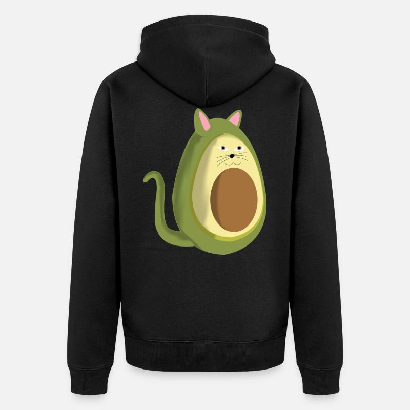 Avocado Katze - Unisex Premium Bio Zip Hoodie - Schwarz