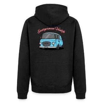 eastgerman vanlife GDR - Unisex Premium Organic Zip Hoodie - black - Back - Nico (187cm)