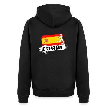Spanien - Unisex Premium Bio Zip Hoodie - Schwarz - Hinten - Nico (187cm)