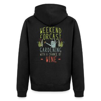 Hobby Gärtner Wochenende Wein - Unisex Premium Bio Zip Hoodie - Schwarz - Hinten - Nico (187cm)