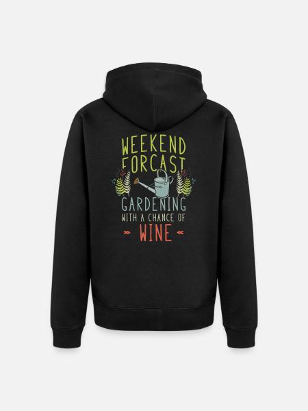 Hobby Gardener Weekend Wine - Unisex Premium Organic Zip Hoodie - black