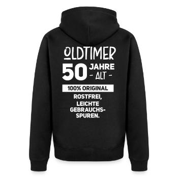 50 jahre alt geburtstag oldtimer fünfzigster - Unisex Premium Bio Zip Hoodie - Schwarz - Hinten - Nico (187cm)