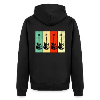 Guitar Retro Vintage Electric Guitars - Unisex Premium Organic Zip Hoodie - black - Back - Nico (187cm)