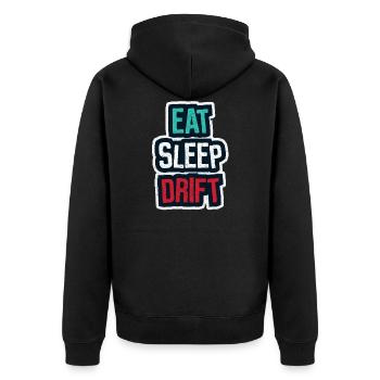 Tuning: Eat Sleep Drift - Unisex Premium Bio Zip Hoodie - Schwarz - Hinten - Nico (187cm)