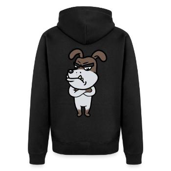 Grimmiger Wachhund Diensthund Kampfhund - Unisex Premium Bio Zip Hoodie - Schwarz - Hinten - Nico (187cm)