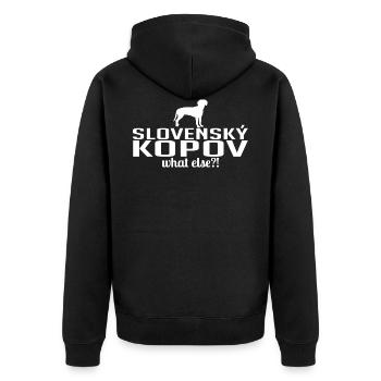 SLOVENSKY KOPOV what else Wilsigns Hundespruch - Unisex Premium Bio Zip Hoodie - Schwarz - Hinten - Nico (187cm)