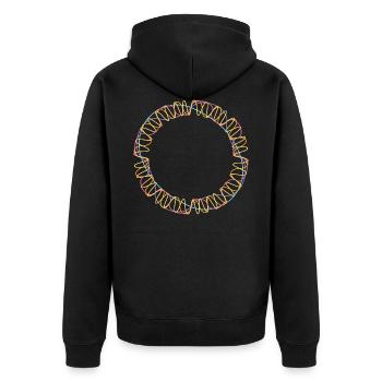 String Theory Science - Unisex Premium Organic Zip Hoodie - black - Back - Nico (187cm)