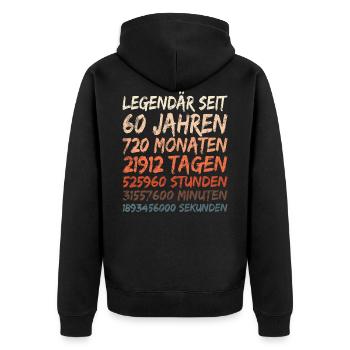 60e anniversaire - légendaire depuis 60 ans - Veste à capuche bio Premium Unisexe - noir - Dos - Nico (187cm)