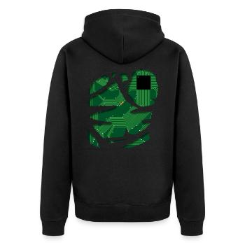 Stromkreis / Strom / Schaltplan / Technik Shirt - Unisex Premium Bio Zip Hoodie - Schwarz - Hinten - Nico (187cm)