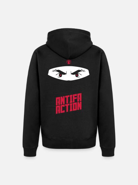 Antifa Action - Ninja - Unisex Premium Organic Zip Hoodie - black