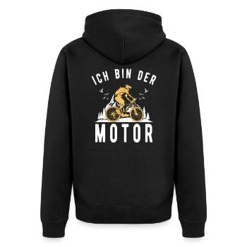 Ich bin der Motor für Radfahrer - Unisex Premium Bio Zip Hoodie - Schwarz - Hinten - Nico (187cm)
