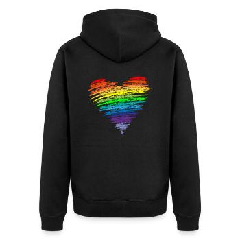 Coeur Couleurs arc-en-ciel LGBT Flower Power - Veste à capuche bio Premium Unisexe - noir - Dos - Nico (187cm)