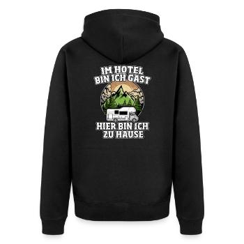 Wohnmobil Reisemobil Wohnwagen Caravan - Unisex Premium Bio Zip Hoodie - Schwarz - Hinten - Nico (187cm)
