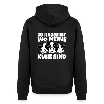 Landwirt Zuhause ist wo meine Kühe sind - Unisex Premium Bio Zip Hoodie - Schwarz - Hinten - Nico (187cm)