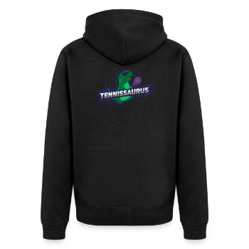 Tennissaurus Tennissaurier Tennis T-Rex Dino - Unisex Premium Bio Zip Hoodie - Schwarz - Hinten - Nico (187cm)