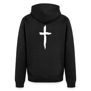 Croix Christianisme Religion Blanc - Veste à capuche bio Premium Unisexe - noir - Dos - Nico (187cm)