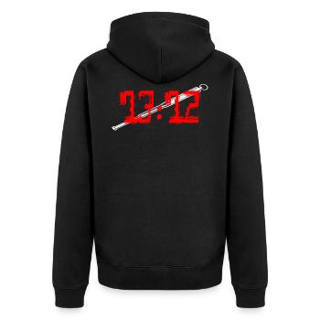 1312 ACAB Streetwear - Unisex Premium Organic Zip Hoodie - black - Back - Nico (187cm)
